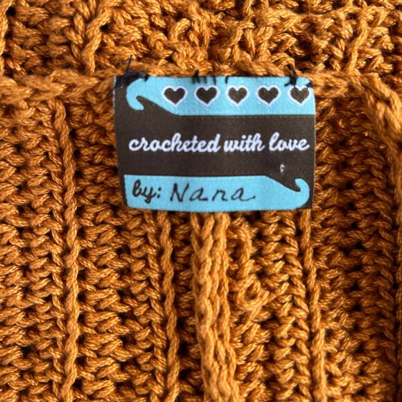 Handmade Crochet Crop Tank Womens Top Sz S Indie Y2K Boho Mustard Retro Cottage - Picture 10 of 12